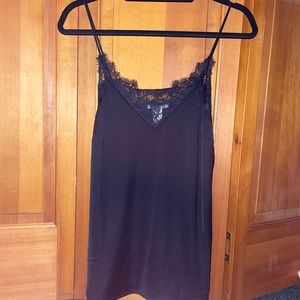 NWT H&M Black Silky Lace Top